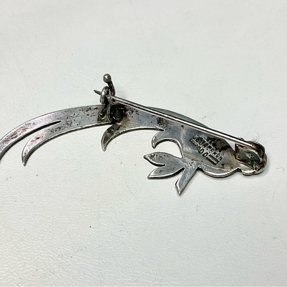 Vintage 900 Silver & 10K Bird Brooch Pin South American - Picture 6 of 6